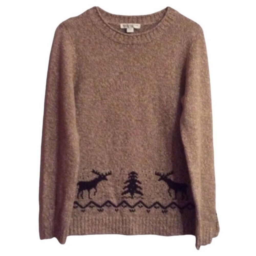 COLDWATER CREEK Winter Sweater With BLACK MOOSE Design Size MEDIUM